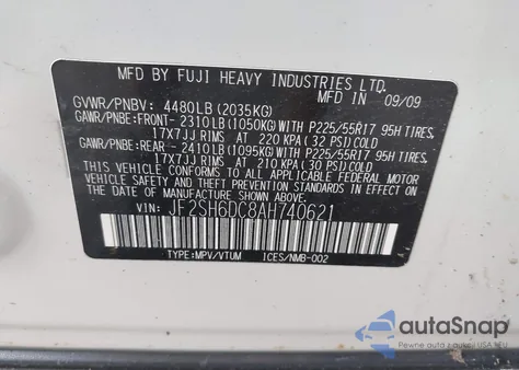 2010 Subaru Forester 2.5X Limited from USA, damaged, VIN JF2SH6DC8AH740621